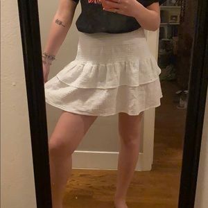 White ruffle mini skirt